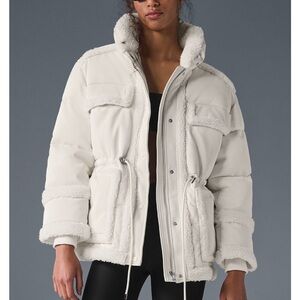 Alo Ice Breaker Women's Ivory Sherpa-Lined Jacket